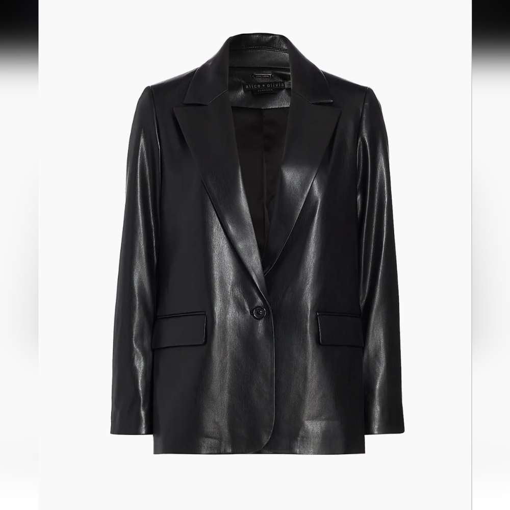 Alice + Olivia Denny Vegan Leather Blazer Size XS